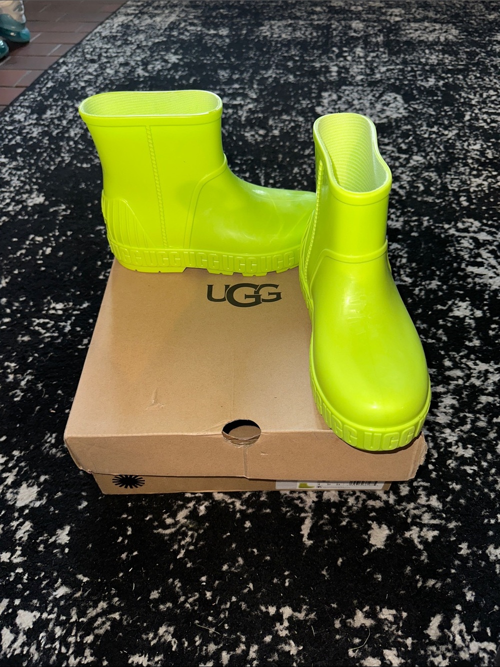 UGG Neon Lime Waterproof Short Rain Boots